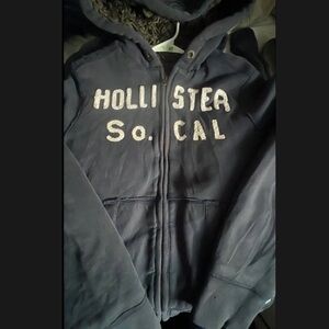 Y2K Hollister So. Cal Fur Lined Hoodie Sweater Full Zip Size Medium